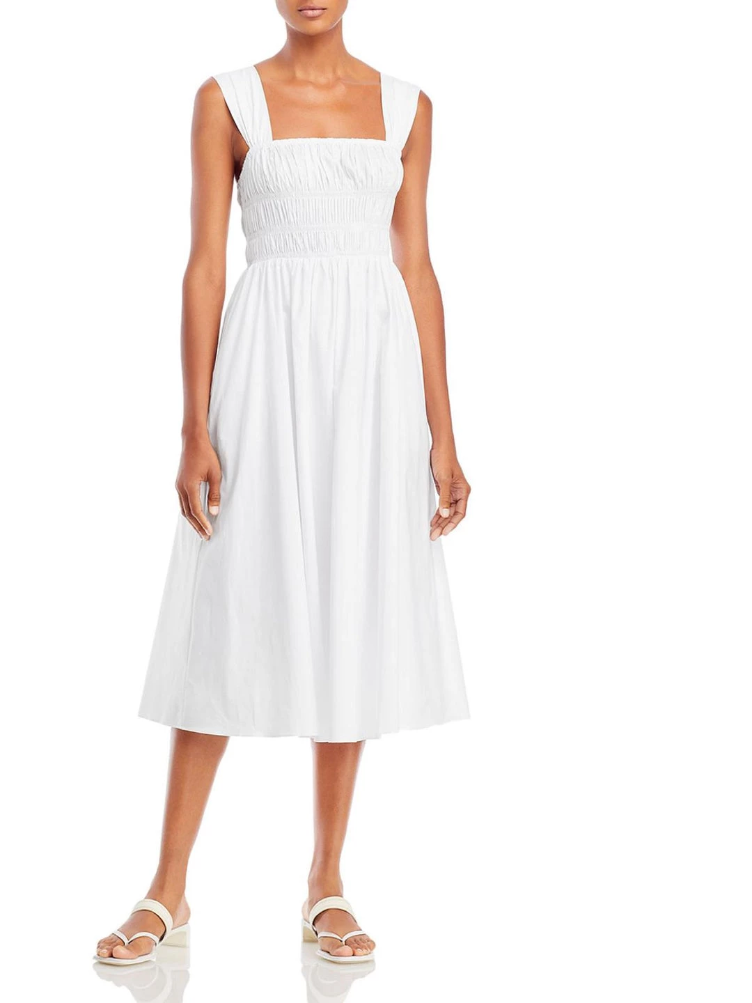 STAUD Ida Womens Smocked Calf Midi Dress 3 STAUD Ida Womens Smocked Calf Midi Dress