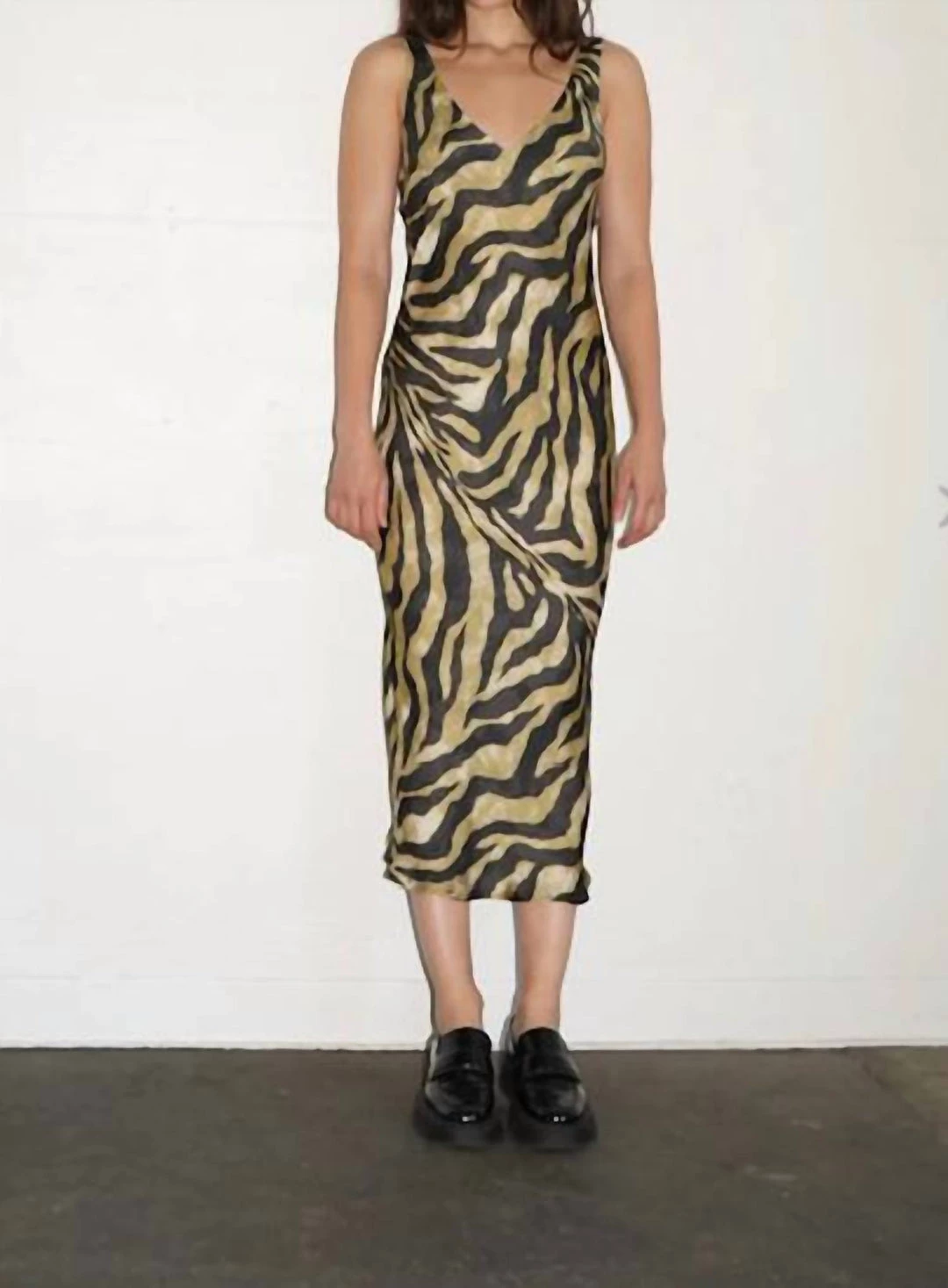 Lna Silky V Slip Dress in Green/Black - women 3 Lna Silky V Slip Dress in Green/Black - women