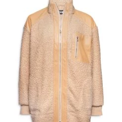 STAUD Womens Faux Fur Midi Faux Fur Coat