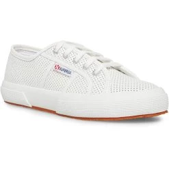 Superga 2750 Perforated Leather Womens Leather Lifestyle Casual and Fashion Sneakers