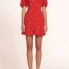 Staud Milla Mini Dress in Cherry Abstract Wave - women