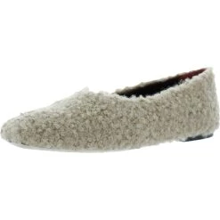 STAUD Womens Faux Fur slip on Ballet Flats