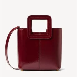 Staud Mini Shirley Split Leather Bag in Bordeaux - women