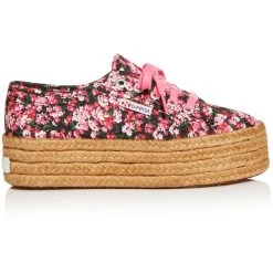 Superga Fantasy Flowers Rope Womens Canvas Platforms Casual and Fashion Sneakers