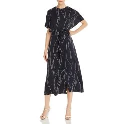 Equipment Chemelle Womens Slit Tie Front Midi Dress