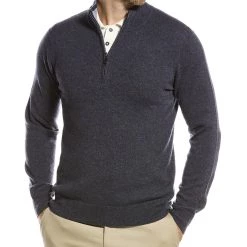 Raffi Zip Mock Neck Cashmere Sweater - men