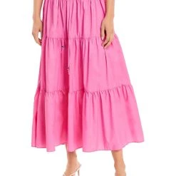 STAUD Lucca Womens Tiered Long Maxi Skirt
