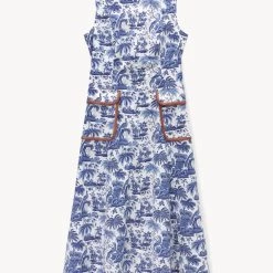 Staud Bait Dress in Blue Toile Whiskey - women